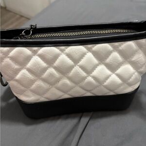 Elegant Black and White Quilted Shoulder Bag